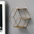 thumbnail image 3 of Estante de almacenamiento para decoración de pared con diseño hexagonal (dorado), 3 of 5