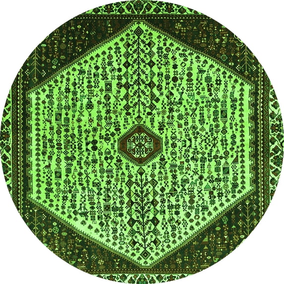 Ahgly Company Indoor Round Persian Green Traditional Area Rugs, 4' Round