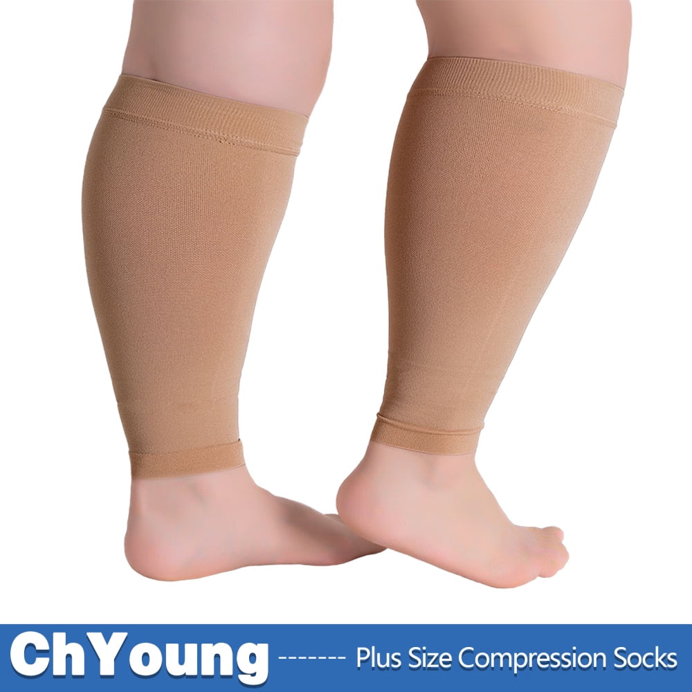 (1 Pair) Big and Tall Compression Socks for Women and Men 2030mmHg Open Toe Plus Size