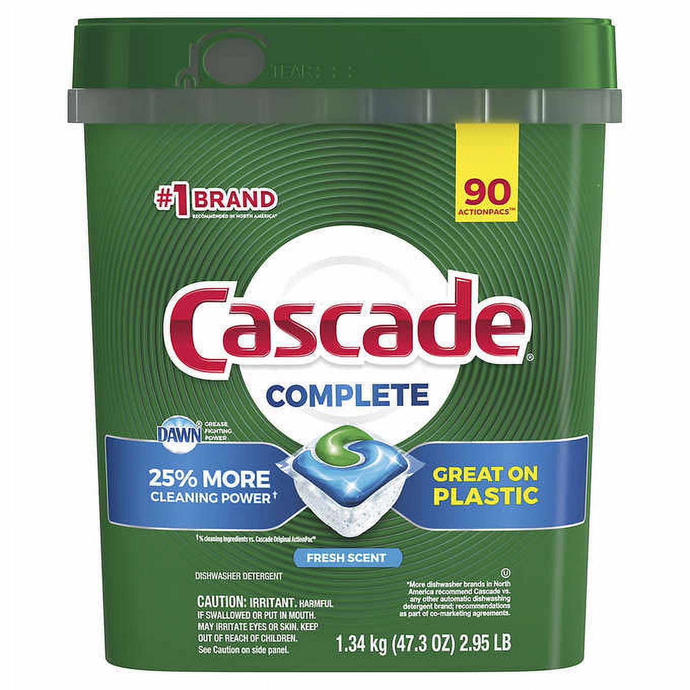 Cascade Complete Dishwasher Detergent Actionpacs, 90-count