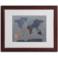 thumbnail image 2 of Trademark Fine Art "Denim World Map" Matted Framed Art by Michael Tompsett, 2 of 2