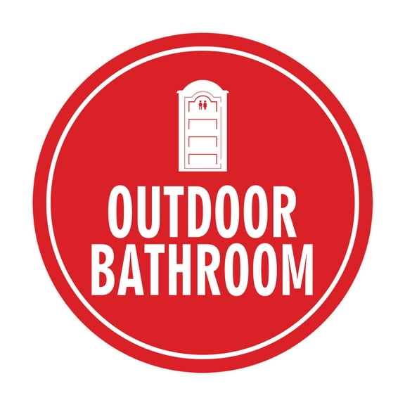 Signs ByLITA Circle Outdoor Bathroom Sign (Red) - Large
