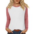 thumbnail image 3 of Hearthz Long Sleeve Shirts Womens Crewneck Color Block Workout Tops Fall Basic Tops Fitted Blouses for Women Casual Summer, 3 of 6