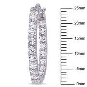 Everly Womens 3 5/8ct TGW Created White Sapphire Sterling Silver Inside-Outside Hoop Earrings