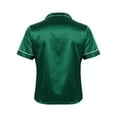 thumbnail image 2 of iiniim Men's Satin Short Sleeve Button Down Shirt Top Classic Pajamas Tops Blouse Nightwear Size M-3XL Dark Green M, 2 of 7