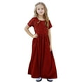 thumbnail image 4 of Annhoo Long Dresses for Toddler Kids 2025 Summer Crew Neck Short Sleeve Shiny Cute Solid Maxi Dresses 4-14 Years, 4 of 9