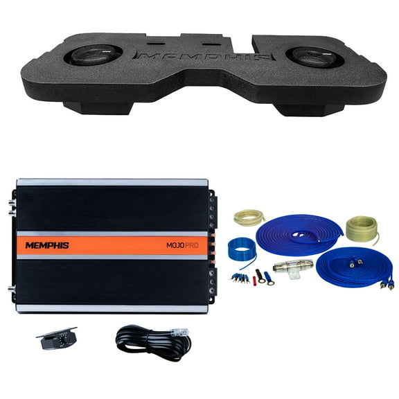 Memphis Audio MJMERAM8D1v2 Dual 8" Loaded Enclosure compatible with 02-18 Ram with 1500W Memphis Amplifier and Wiring Kit