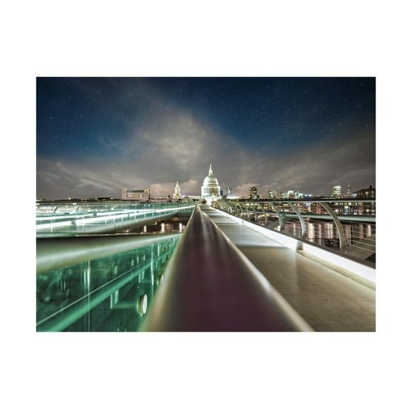 Canvas Wall Art - Mark A Paulda 'St Pauls Cathedral And Millennium Bridge' Wall Art for Living Room, Bedroom, or Office Décor by Trademark Fine Art - 19 x 14 Inches