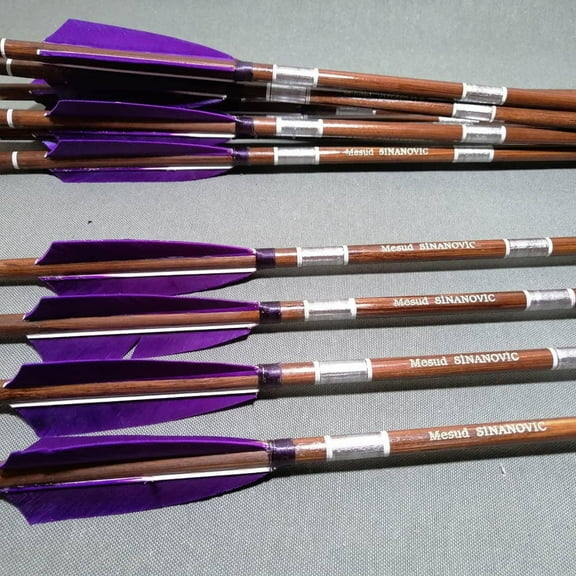 Wooden Archery Arrows Personalized Archery Arrow For Recurve Bow Longbow Medieval Traditional Ottoman Hunting Shoot Purple Feather