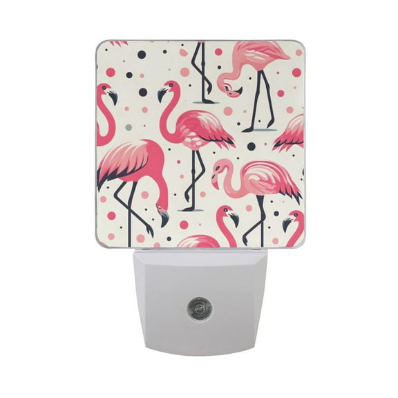 Flamingos with Polka Dot Night Light 2 Pack LED Nightlight Plug into Wall Dusk to Dawn Sensor Soft White