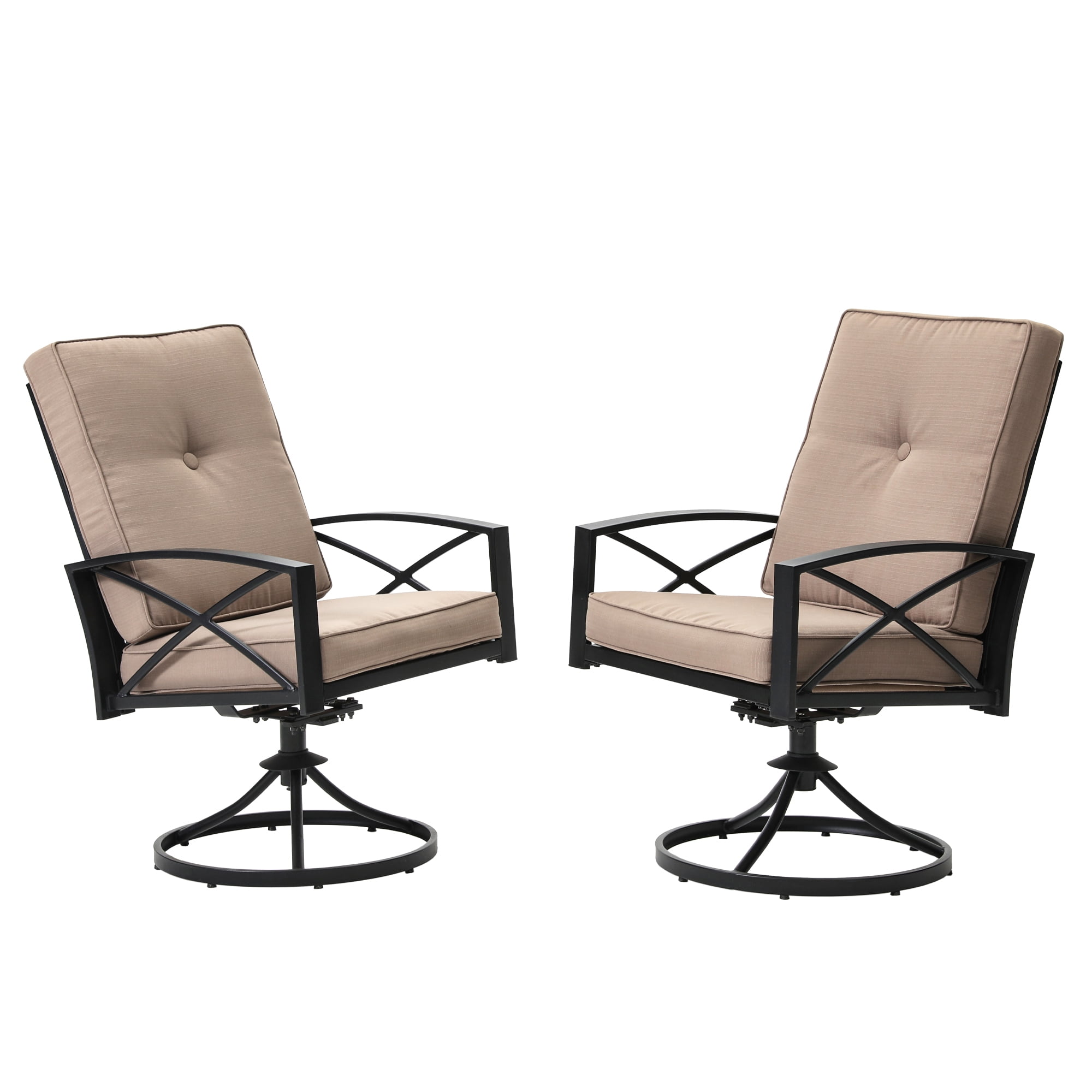 Aimee Lii 2 Pieces Outdoor Swivel Chairs, Patio Chair Rocker with Cushion for Garden, Backyard, Poolside, Bistro and Deck