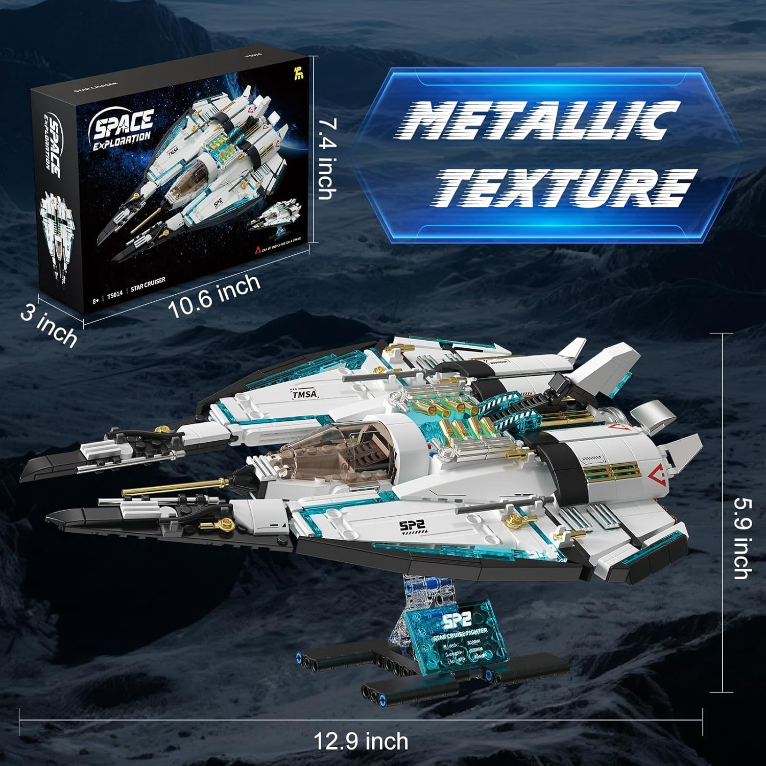 Spaceship Building Blocks Set, STEM Space Toys for Kids to Assemble a Space Shuttle with Light, Best Present (739PCS)