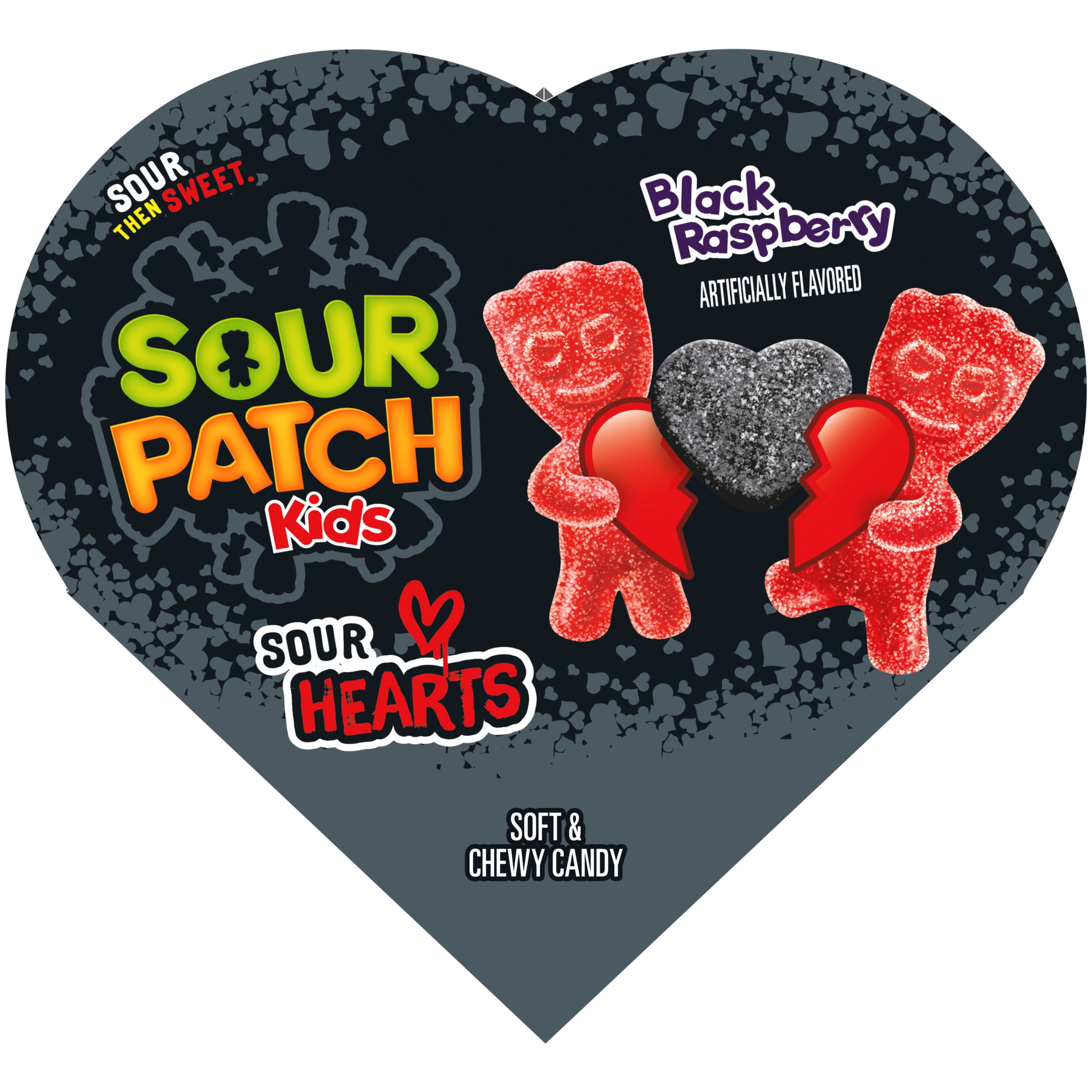 SOUR PATCH KIDS Black Raspberry Sour Hearts Soft & Chewy Valentines Day Candy, 3.45 oz
