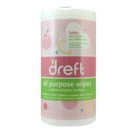 Multi-Surface All-Purpose Gentle Cleaning Wipes for Baby Toys, Car Seat, High Chair & More, 70 Count Dreft - 70