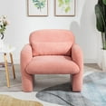 thumbnail image 2 of New Stylish Pink Teddy Fleece Accent Chair - Minimalist Single Sofa with Arms, Anti-Static Fabric & 350lb Capacity for Living Room/Bedroom, 2 of 8