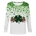 thumbnail image 4 of St. Patrick's Day Shirts for Women Long Sleeve Tops Crewneck Pullover Tshirt Green Shamrock Graphic Tees Green Clover T Shirt, 4 of 5