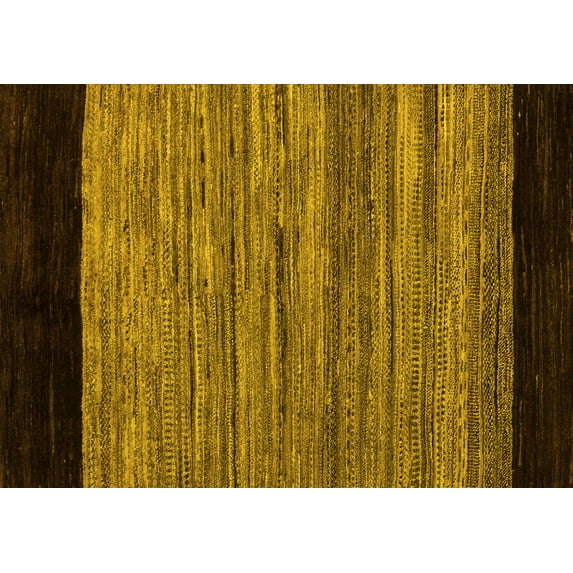 Ahgly Company Machine Washable Indoor Rectangle Abstract Yellow Modern Area Rugs, 7' x 10'
