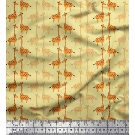 Soimoi Poly Georgette Fabric Giraffe Kids Print Fabric by The Yard 52 Inch Wide