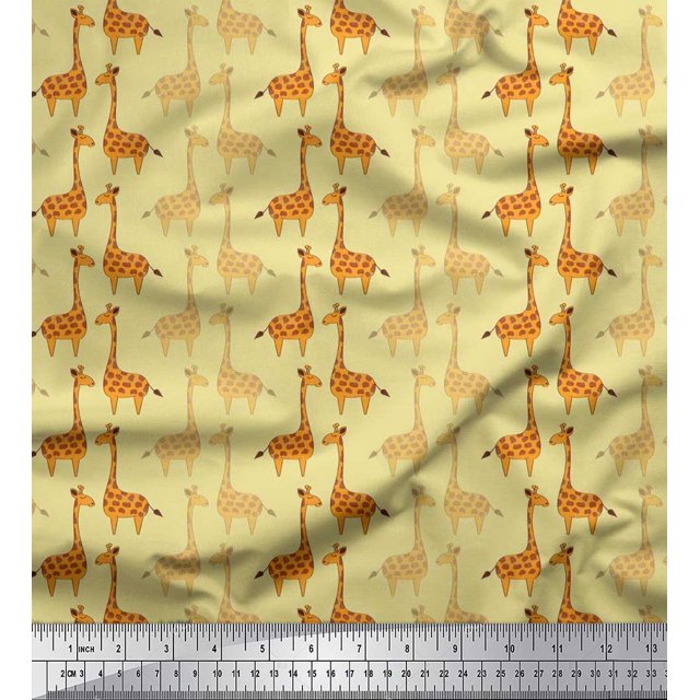 Soimoi Poly Georgette Fabric Giraffe Kids Fabric Prints by Yard 42 Inch Wide