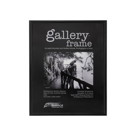 Ambiance Gallery Aluminum Picture Frame Includes Shatterproof Glazing and Spring Loaded Backerboard Easy to Frame - Single 24x30" - Black