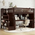 thumbnail image 4 of Bellemave Loft Bed with Desk and Stairs, Full Size Loft Beds with Storage Shelf, Solid Wood High Loft Bed with Movable Desk for Space-Saving (Espresso), 4 of 8