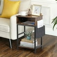 thumbnail image 3 of Oumilen Western Home End Table with Storage Bag, Drawer and Build-In Fast Charging Station with USB Ports Nightstand, Rustic Brown Wood, 3 of 7