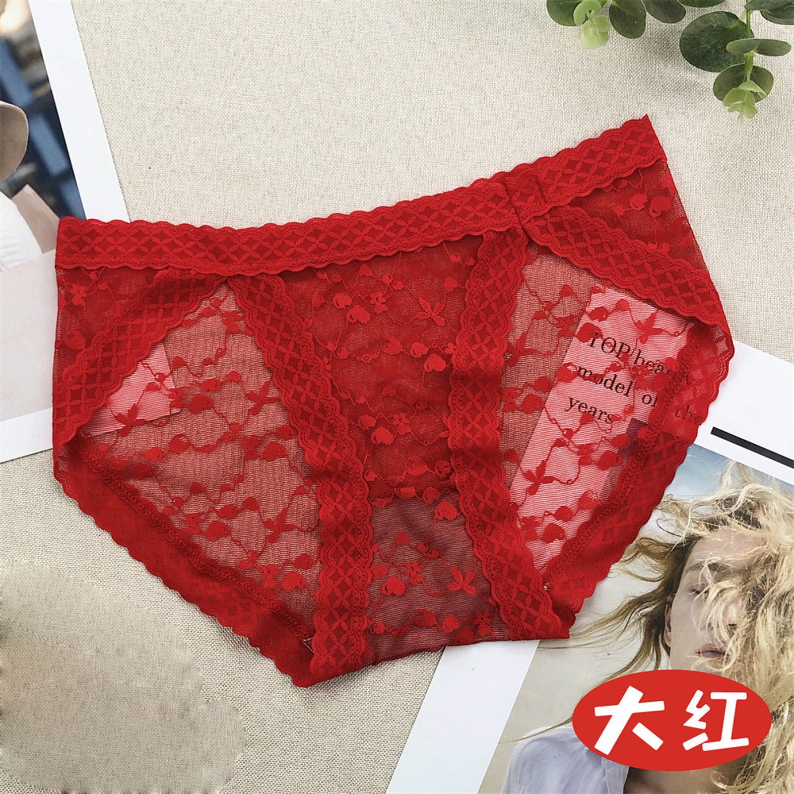 Eashery Brifes Woman Panties High Cut Sleepwear Comfortable Women Boxer  Briefs Cotton Red One Size 