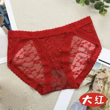 

Hunpta Underwear Women Lce Silk Printing High Waist Bikini Brief Panties