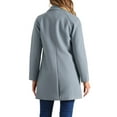 thumbnail image 3 of Abrigo de longitud media de manga raglán de doble botonadura para mujer Allegra K en gris azul, talla XL, 3 of 6