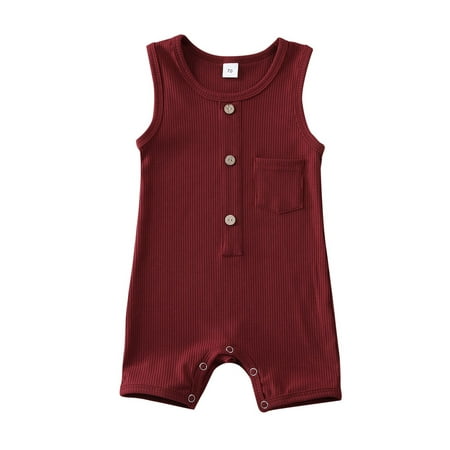 

Musuos Baby Girl Boy Plain Romper Bodysuit Ribbed One-Piece Overall Sleeveless Jumpsuit