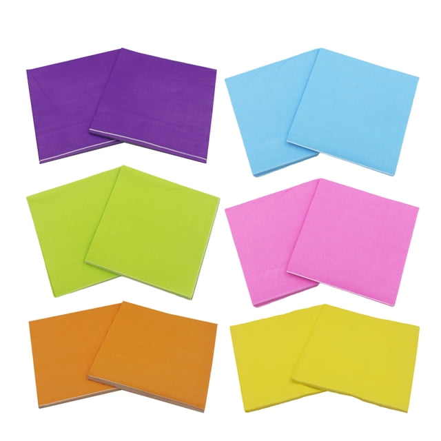 Packs Solid Color Napkin Creative Napkin Colorful Tissue Paper Towel for Party Gathering Festival Home(Rosy, Orange, Sky Blue, Yellow and Purple and Green, 1 Pack for Each Color and 20 Sheets in 1 Pa