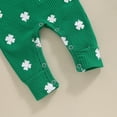 thumbnail image 4 of Okbabeha St Patricks Day Outfit Newborn Baby Boy Girl Shamrock Waffle Romper Lucky Clover Onesie Jumpsuit One Piece Clothes, 4 of 7