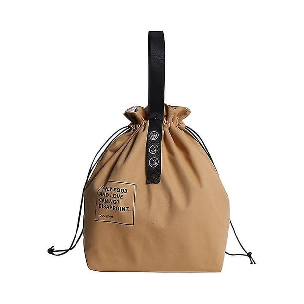 Bolsa térmica de lona con cordón, plegable y ligera, color verde