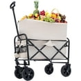 thumbnail image 4 of Olurrisa Minimeetall Extention Collapsible Foldable Wagon Cart Beach Wagon Heavy Duty Utility Cart Utility Wagon Grocery Cart for for Camping Shopping Sports Gardeing Fishing Supports 225lbs cream, 4 of 6