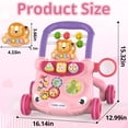 thumbnail image 3 of JoyStone Baby Walker with Music Piano and Activity Toys, Educational Push Walker for Infants 6-12 Months (Pink), 3 of 10