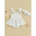 thumbnail image 2 of xiaxaixu Ensemble de Barboteuse pour Bébé Fille, Robe Trapèze à Manches Volantées et Col Ras du Cou avec Bandeau pour un Usage Quotidien Décontracté, 2 of 8