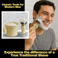 thumbnail image 6 of GENTS Heavy Duty Ceramic Shaving Set – Ivory Mug with Knob Handle, Faux Ivory Handle Brush, 3 oz Natural Long-Lasting Lather Soap – Classic Wet Shaving Kit for Men, 6 of 8
