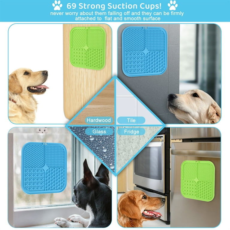 2 Pack Dog Lick Mats, Powiller Dog Feeding Mat, Lick Mat for Dogs, Peanut Butter Lick Mat with Suction for Bathing, Grooming, Vet Visiting, Feeding