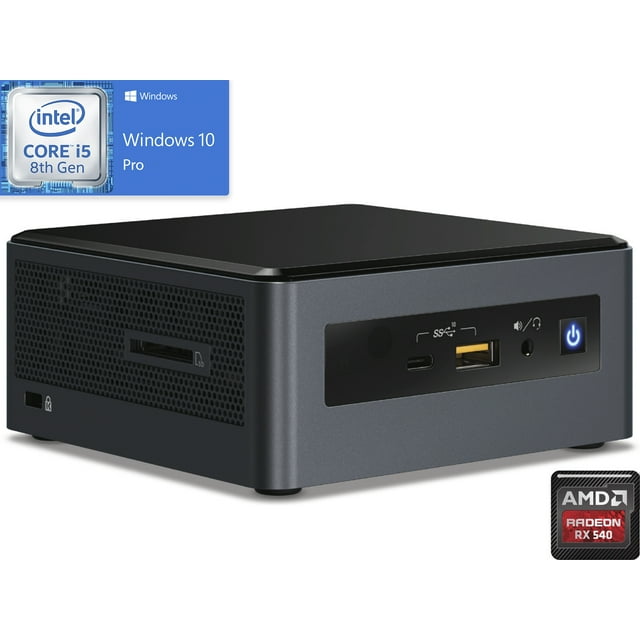 Intel NUC8i5INHX Mini PC, Intel Core i5-8265U Upto 3.9GHz, 8GB RAM, 256GB SSD, AMD Radeon 540X, HDMI, Mini DisplayPort, Card Reader, Wi-Fi, Bluetooth, Windows 10 Pro