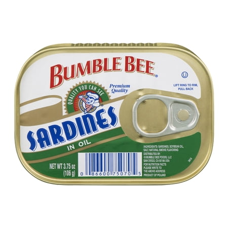 (4 pack) (4 Pack) Bumble Bee Sardines in Oil, Gluten Free Food, High Protein Snacks, 3.75 oz. Can