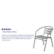 Flash Furniture Lila Silver Metal Restaurant Stack Chair with Aluminum Slats