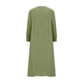 thumbnail image 4 of IROINNID Rollbacks Long Sleeve Dress for Women Fall Dress Full-Length Empire Dress Loose V-Neck Long Sleeve Comfy Solid Button Dresses,Green, 4 of 5
