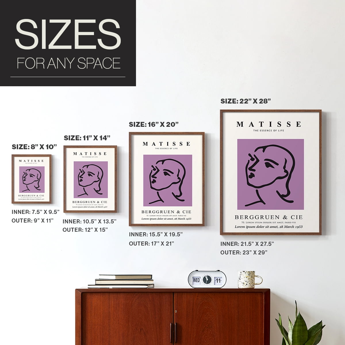 Matisse CVIII Framed Print in Brown Solid Wood 11 x 14 Framed Print