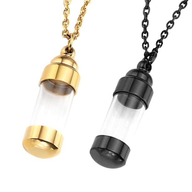 2Pcs Fashion Cremation Pendant Necklace Jewelry Black Aureate Yinane collar de cadena
