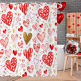 thumbnail image 2 of Valentine''s Day Shower Curtain, Red and Gold Graffiti Style Love Heart Romantic Girly Bathroom Curtain Waterproof Fabric Machine Washable with Hooks, 72" Wx84 L, 2 of 6