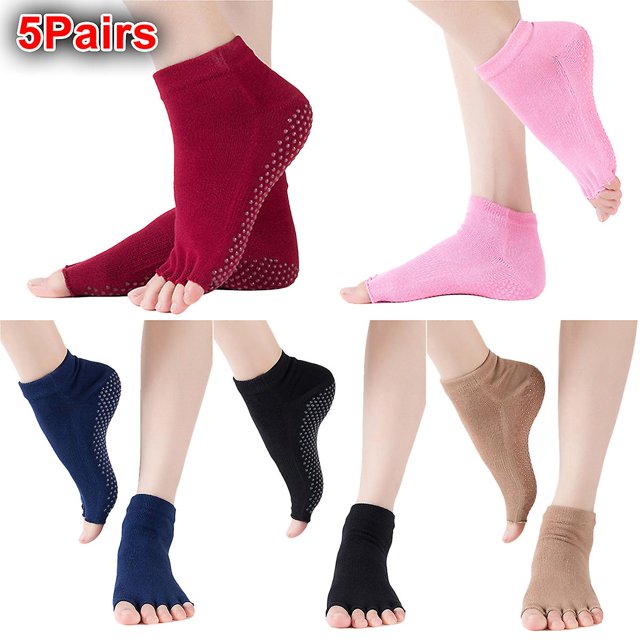 Women Non-slip Yoga Socks Toeless Half Toe Grip Socks For Ballet Dance Pilates