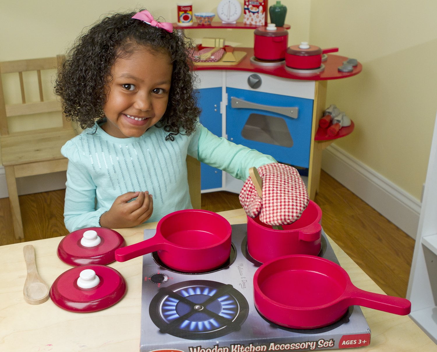 Melissa & Doug Deluxe Wooden Kitchen Accessory Set - Pots ...