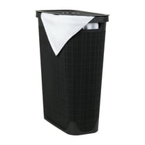 Mind Reader 40L Slim Laundry Hamper, Clothes Basket, Plastic, Adult 18.5”L x 10.75”W x 23.5”H, Black