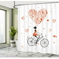 thumbnail image 5 of Ambesonne Valentine Shower Curtain, Romantic Cyclist Girl, 69"Wx84"L, Red Black White, 5 of 5