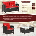 thumbnail image 4 of Costway 4 PCS Patio Rattan Furniture Set Glass Table Shelf Sofa Cushion Red, 4 of 10